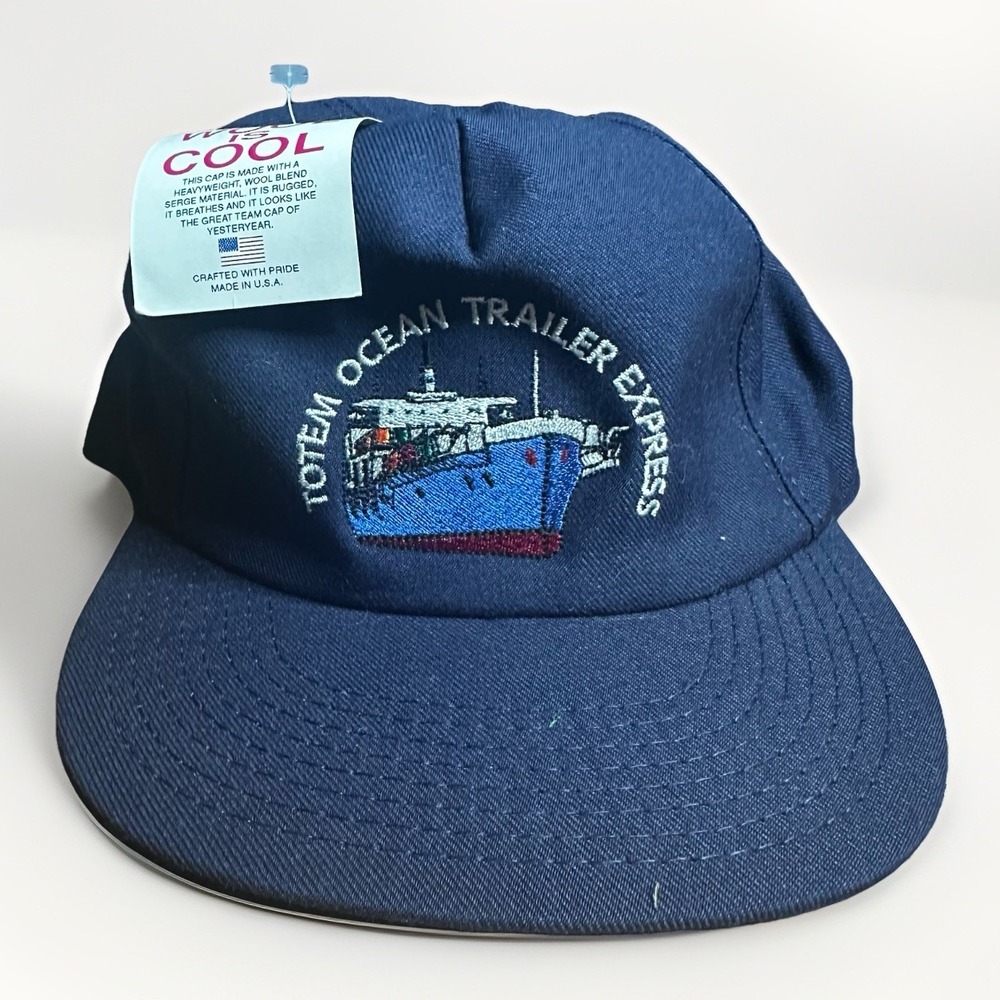 Vintage Totem Ocean Trailer Express Hat Barge Ship Snapback USA Made Cap Alaska